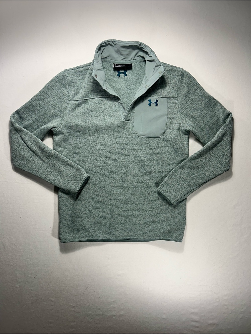 Under Armour Men's Blue/Green Quarter-Snap Pullover - Medium